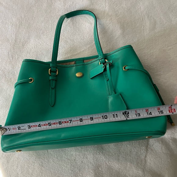 Coach Green Leather Tote Bag - Picture 7 of 9